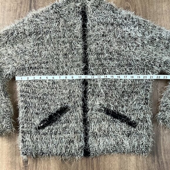 Jamie Sadock Fuzzy Black White Full Zip Jacket Sz L - Picture 6 of 12